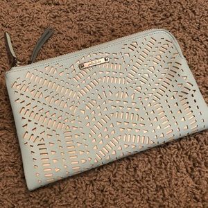 EUC Stella & Dot laser cut double clutch,  mint green/beige